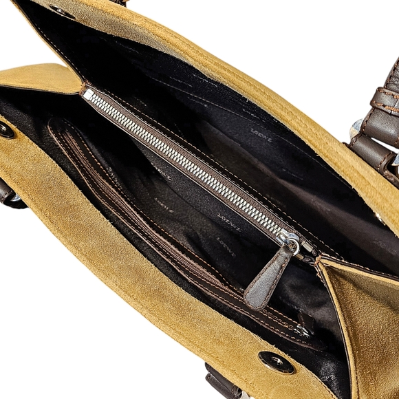 Loewe Brown and Tan Tote Bag with Structured Design